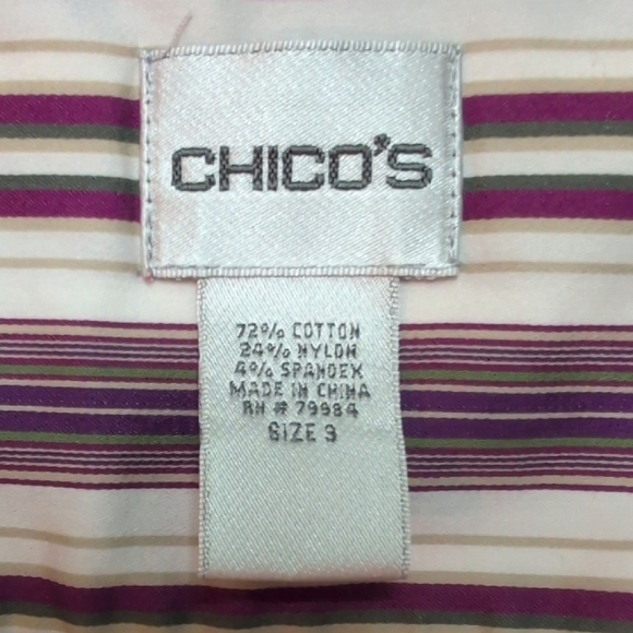 Chico's Purple Striped Button Down Shirt - Picture 7 of 7